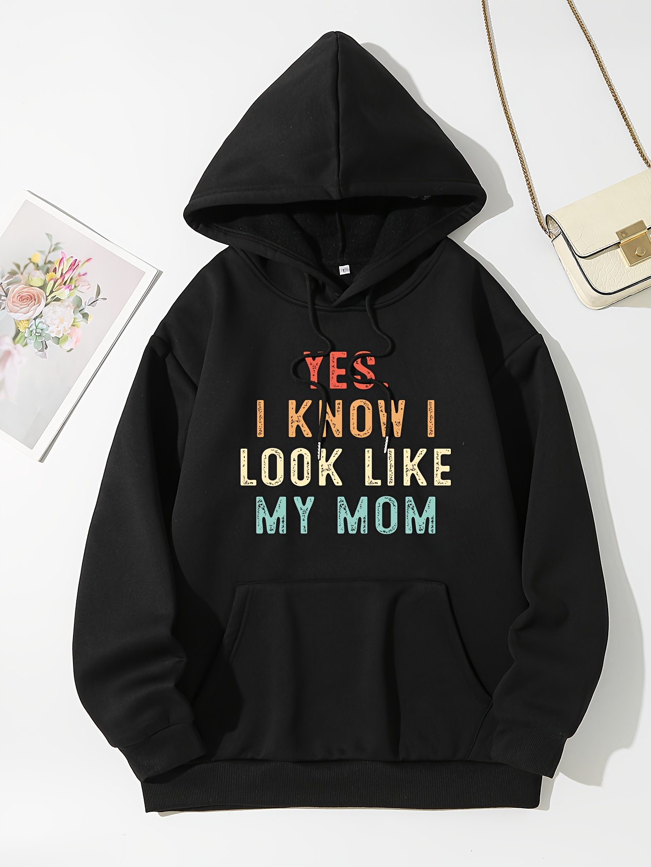 Plus Size 3D Christmas Beard Candy Pocket Belt Printed Pocket Drawstring Pullover Long Sleeves Hoodie