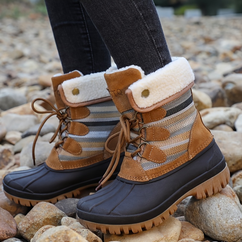 Stq Winter Boots Women Cold Weather Fleeced Duck Boots Snow - Temu