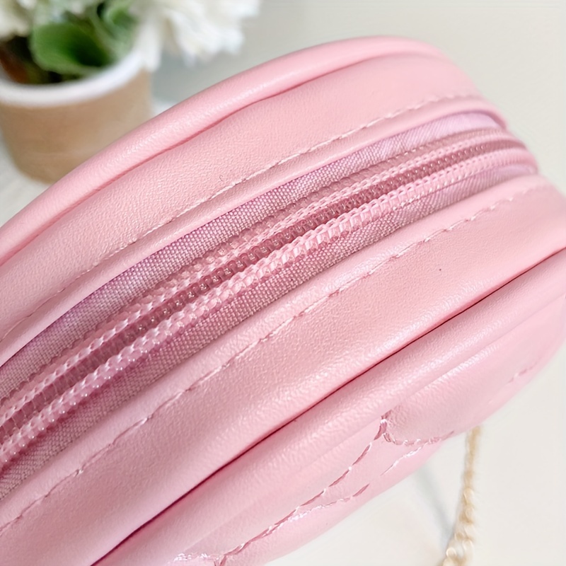 Small Zip Round Leather Wallet in Pink Candy