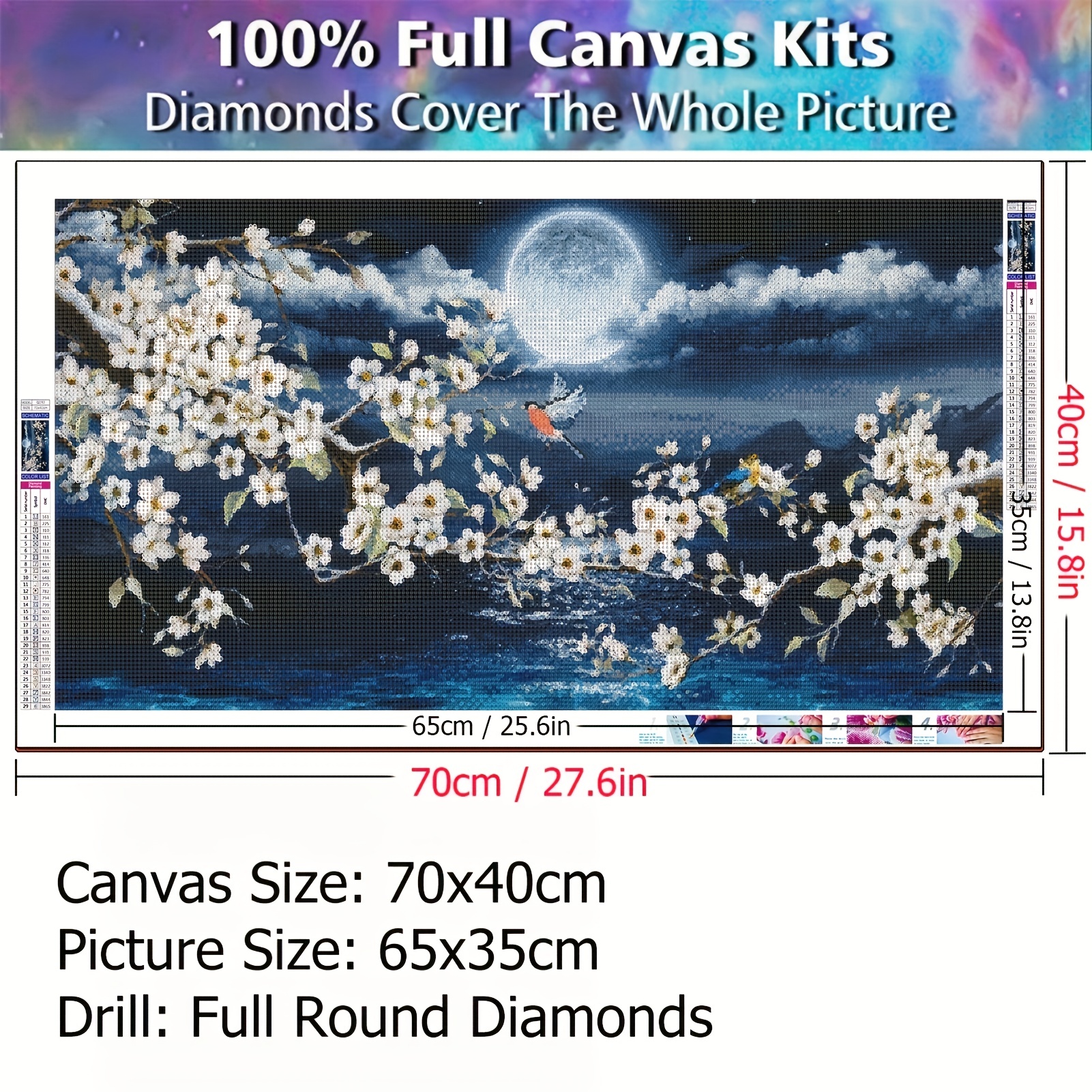 YALKIN 5D Diamond Painting Kits for Adults, DIY Full Round Drill Large Diamond Art Kits Crystal Rhinestion Arts and Crafts, Gem Arts Paints with