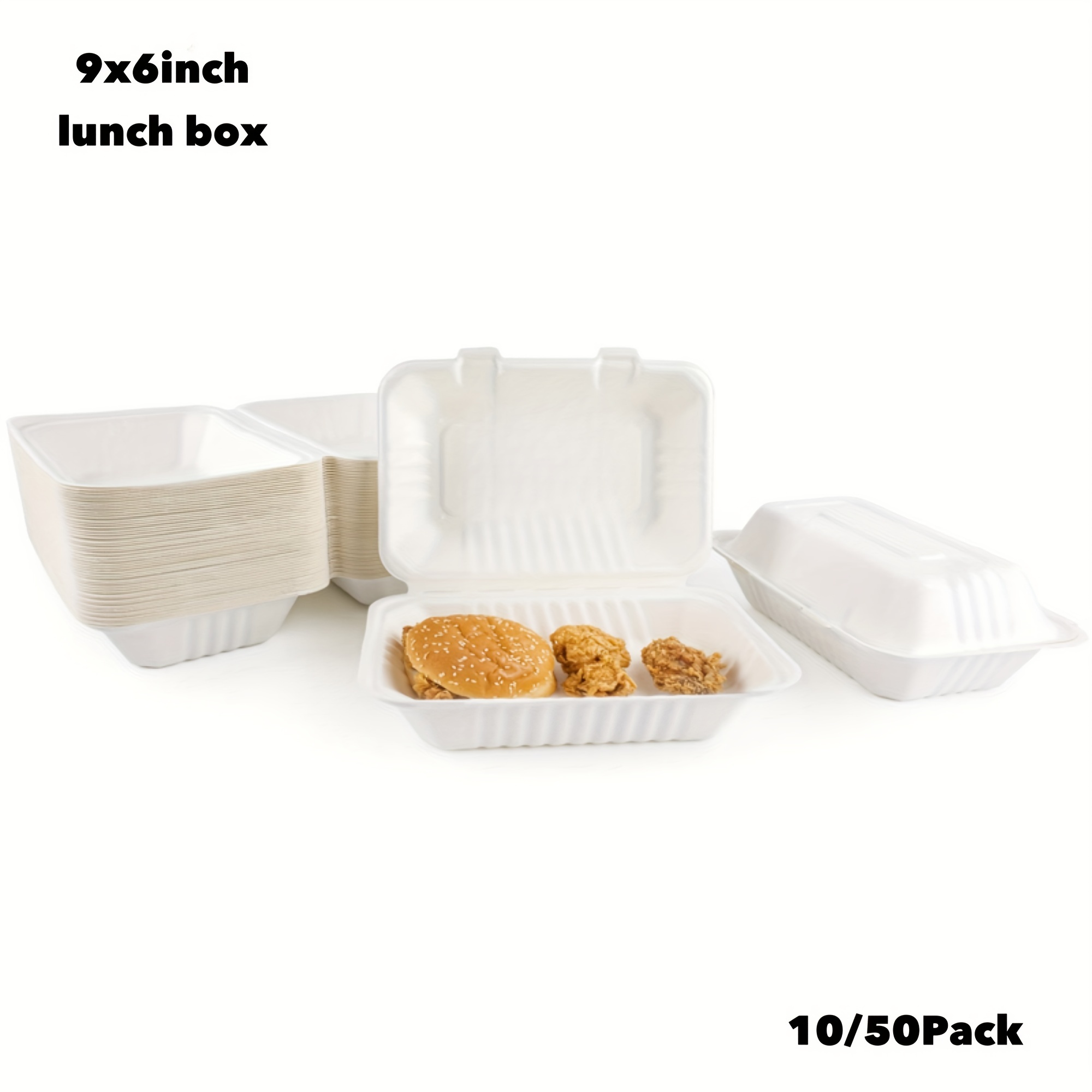 9x6inch Disposable Sugarcane Bagasse Lunch Box