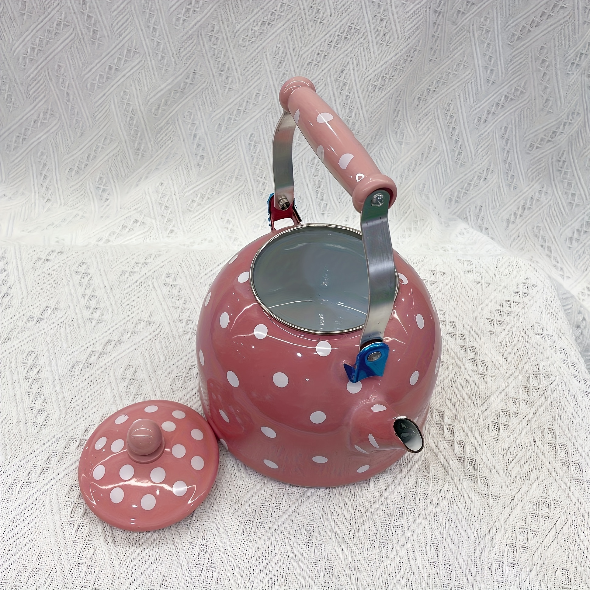 White Polka Dots Enamel Kettle,, Tea Pot, Coffee Pot, Multi-functional  Enamel Kettle, Induction Cooker, Gas Universal, For Kitchen Office  Restaurant, Dinnerware Accessories, Kitchen Supplies - Temu