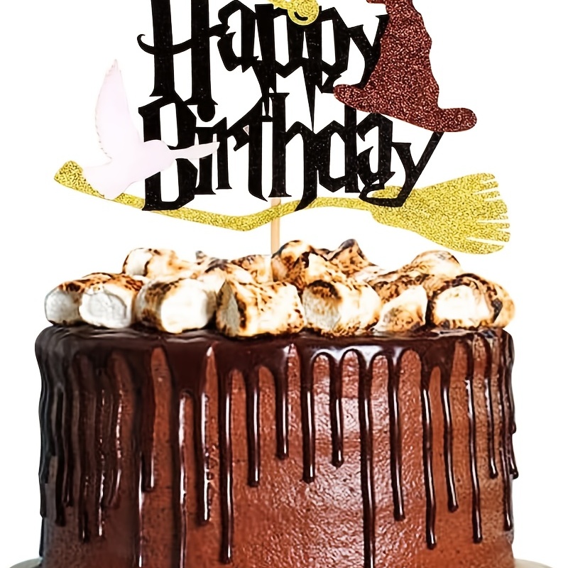 1 Glitter Black Magical Wizard Inspired Cake Topper Happy - Temu United  Arab Emirates