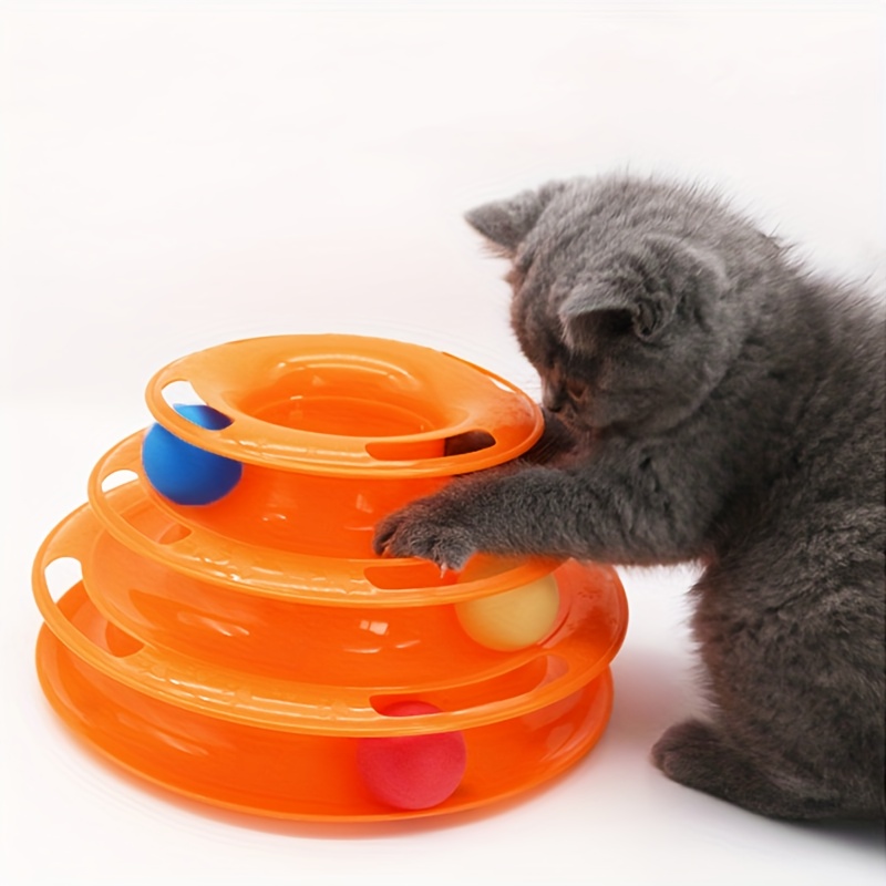 

Cat Toy Roller Kitten Toys 3 Level Tower Interactive Cat Ball Toy For Indoor Cats With 3 Colorful Balls Exerciser Game & Funny Puzzle Kitty Toys