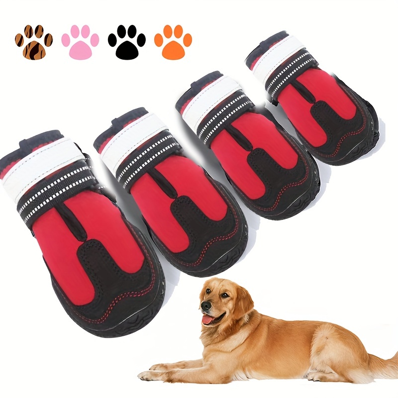 Dog Shoes, Padded Dog Boots, Paw Protector, Anti-Slip Sole Winter Dog  Booties With Reflective Straps Pet Snow Boots For Small Medium Dogs