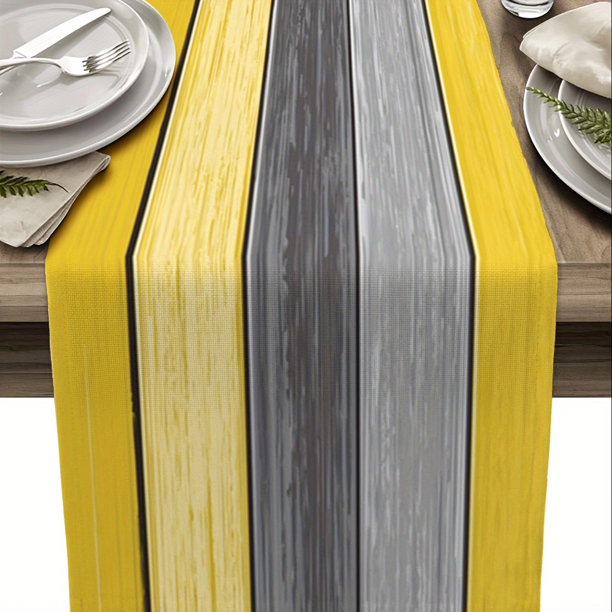 TEMU 1pc Farmhouse Table Runner & Dresser Scarf - Rustic Barn Wood Plank Texture Ombre , Non-slip Table Decor Suitable For Kitchen, Dining Table,