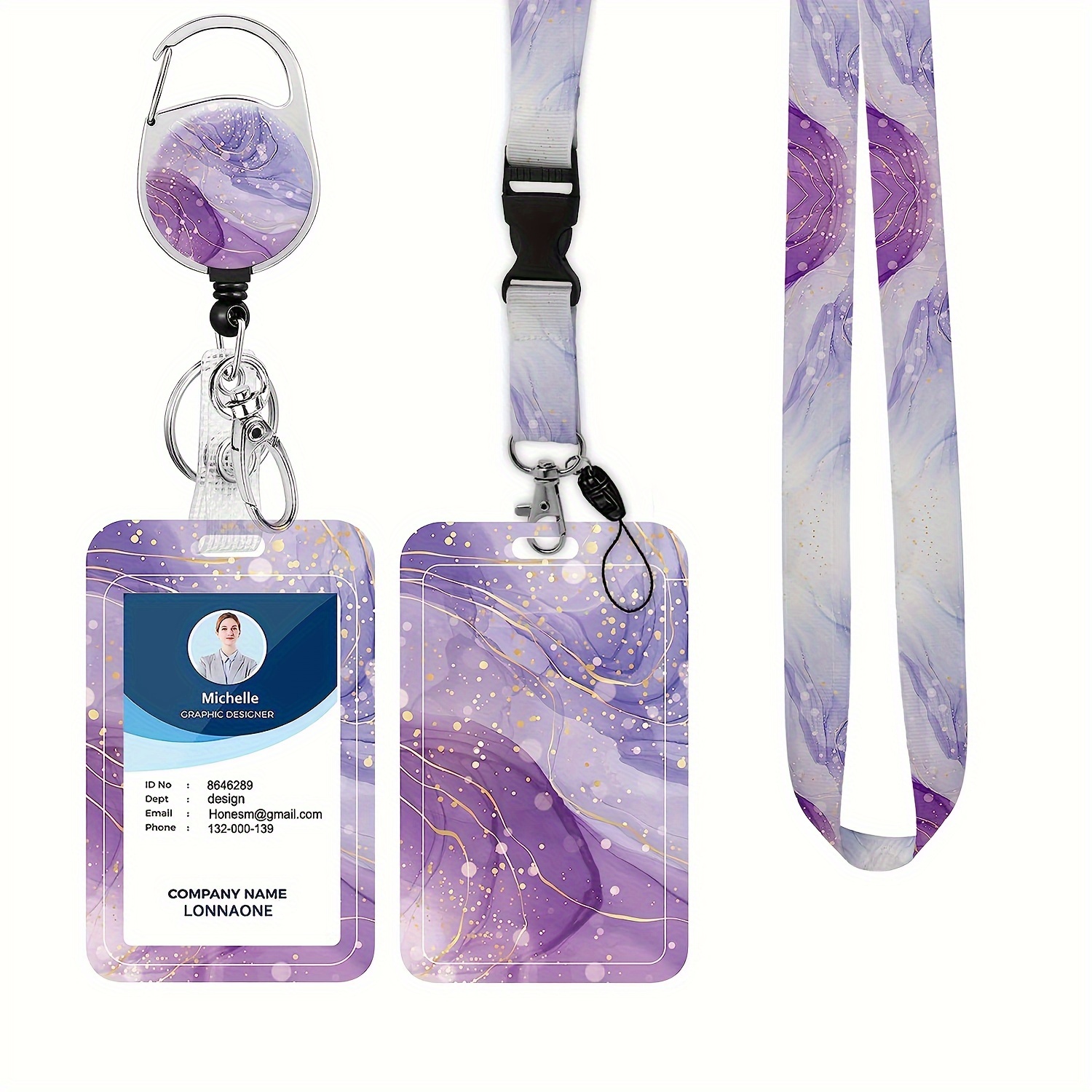 Lanyard With Badge Holder, Retractable Badge Reel With Detachable Neck Lanyard Strap And Vertical ID Holder