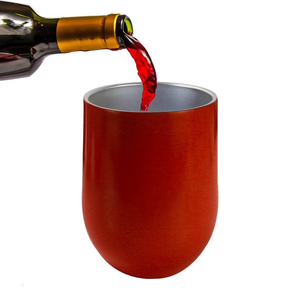 Double Wall Insulated Wine Glass, Stainless Steel Stemless Wine