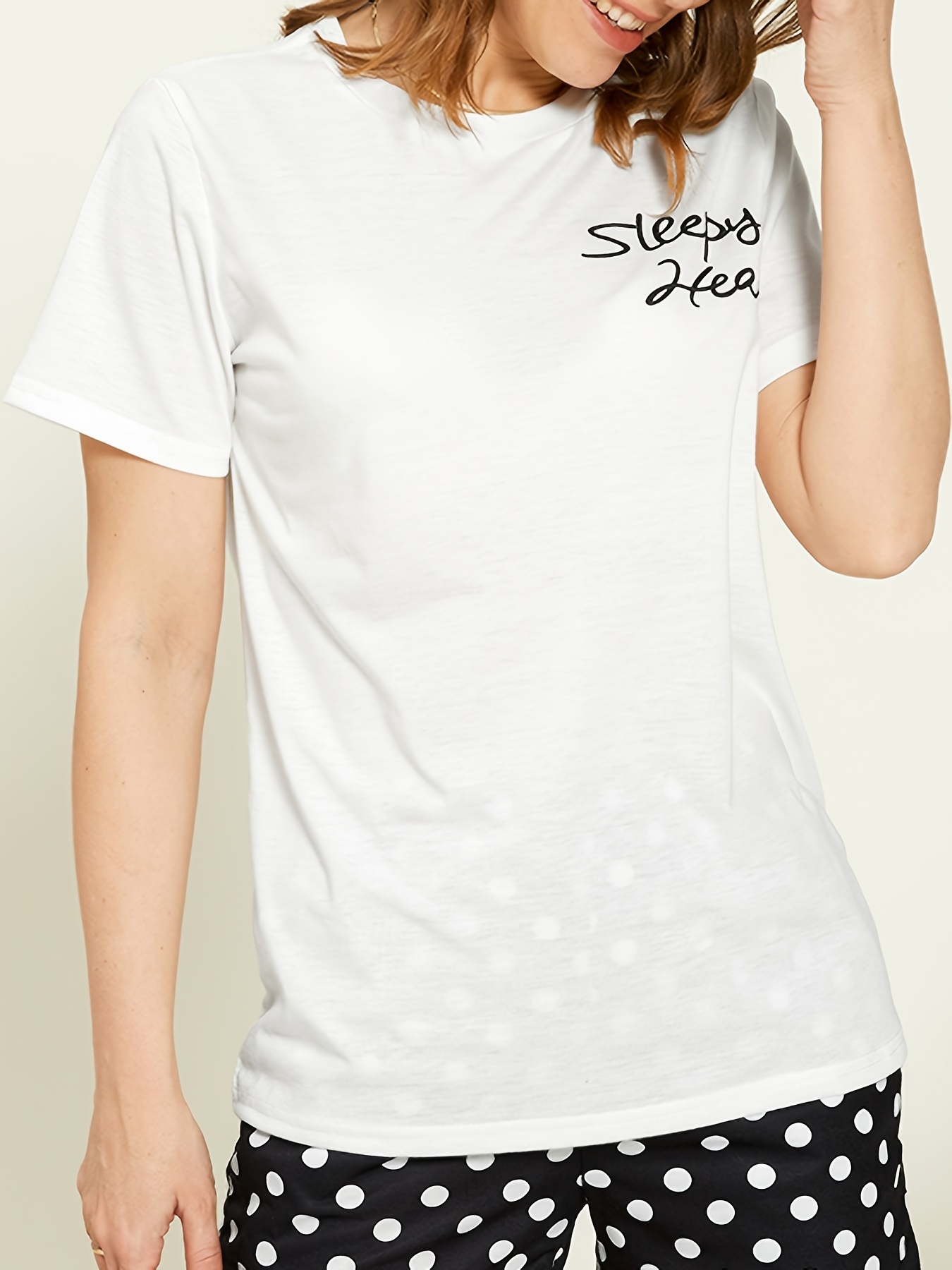 Letter Print Crew Neck T shirt Casual Loose Short Sleeve - Temu Australia