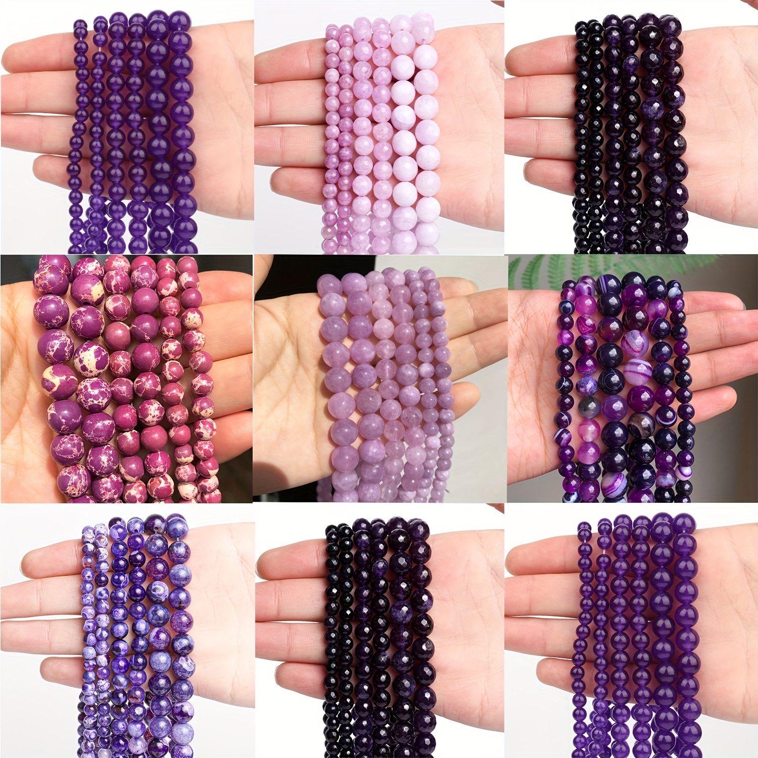 

16 Styles Purple Natural Stone Amethyst Jades Frost Cracked Stone Agates Round Spacer Beads For Jewelry Making Diy Bracelets Necklace Earring Accessories 4/6/8/10/12mm
