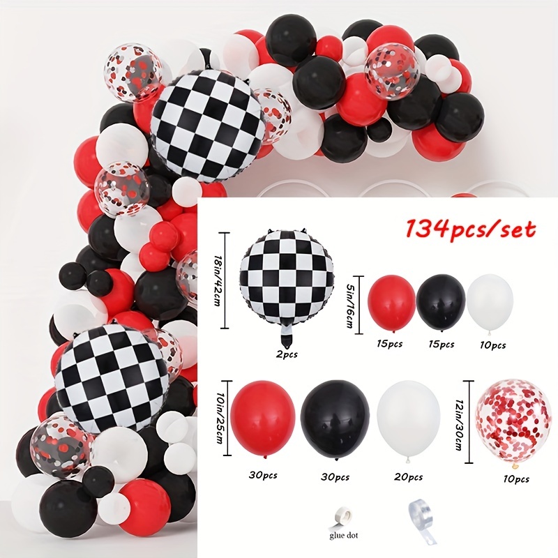 Red Black Balloon Garland Arch Kit Confetti Party 1st - Temu