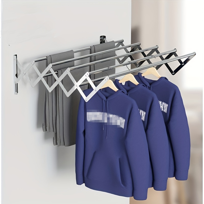 Tendedero de pared para colgar ropa con barra de toalla y ventosas  resistentes para balcón, lavandería, baño, patio y dormitorio (1 poste)