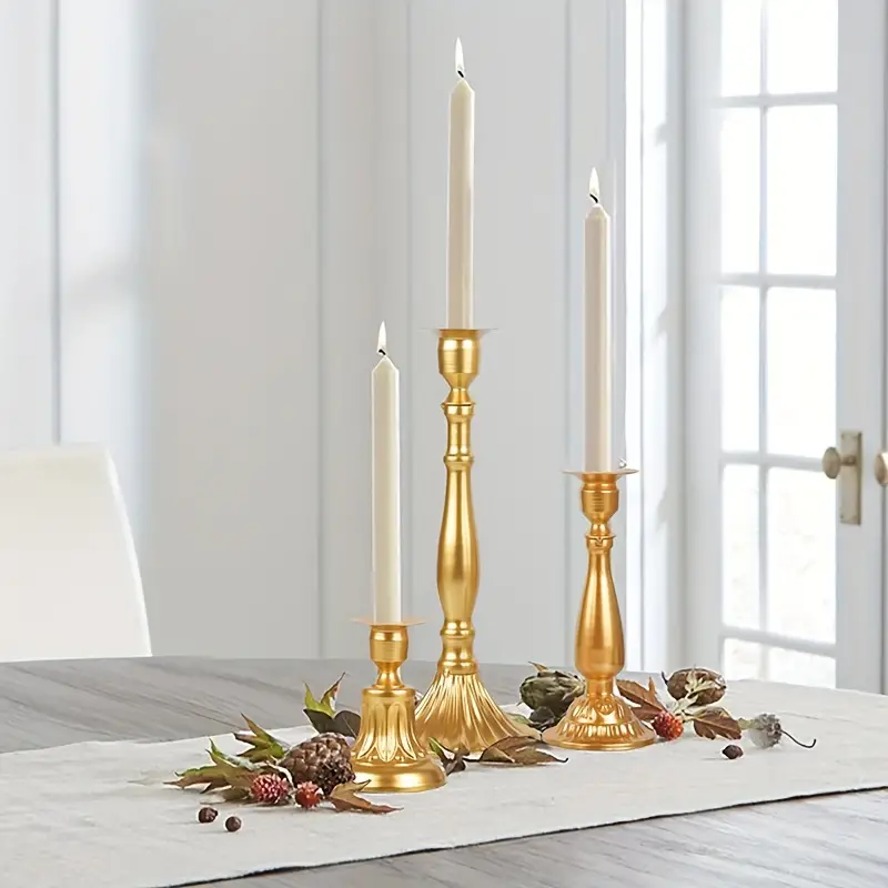 3pcs Western Style Table European Retro Candlestick Ornaments Iron