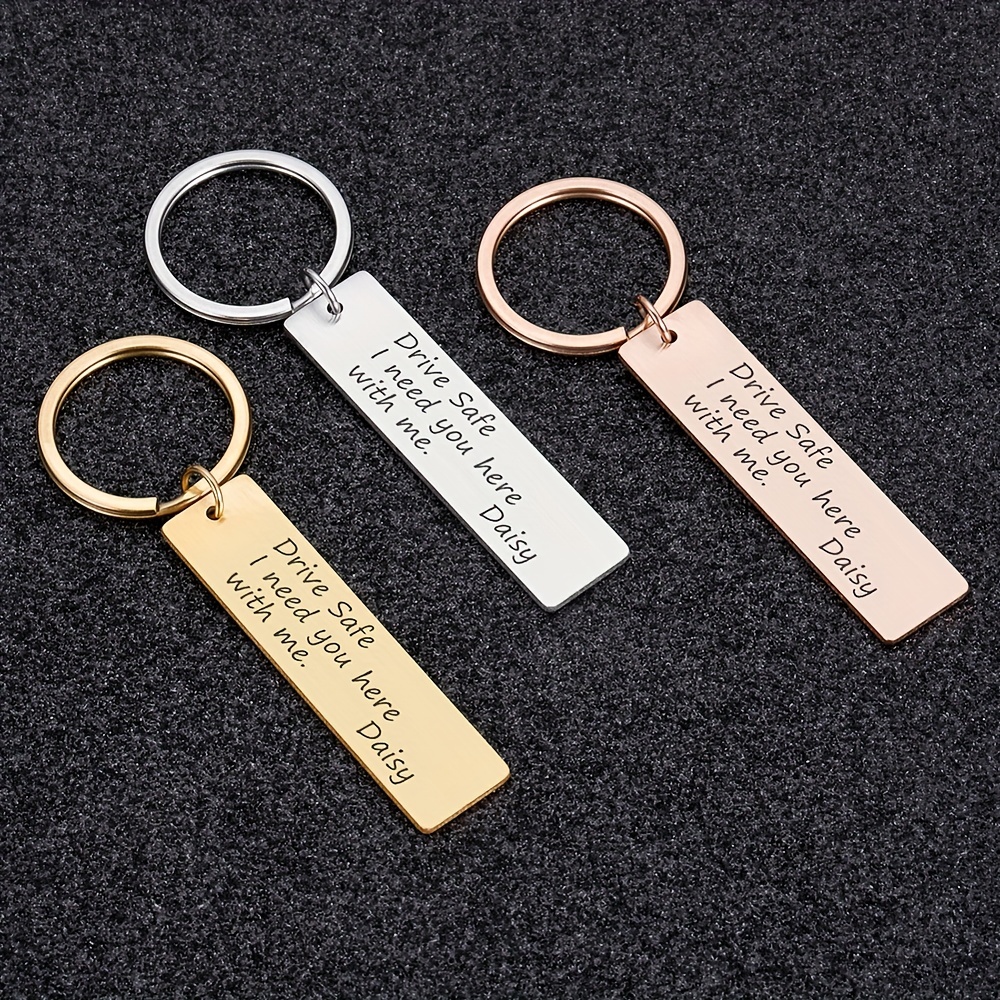 Wood Bar Key Chain - Custom 4 Sided Engraved Keychain for New Home Car,  Gift for Mom Dad Grand pa Husband From Kids, Christmas Gift
