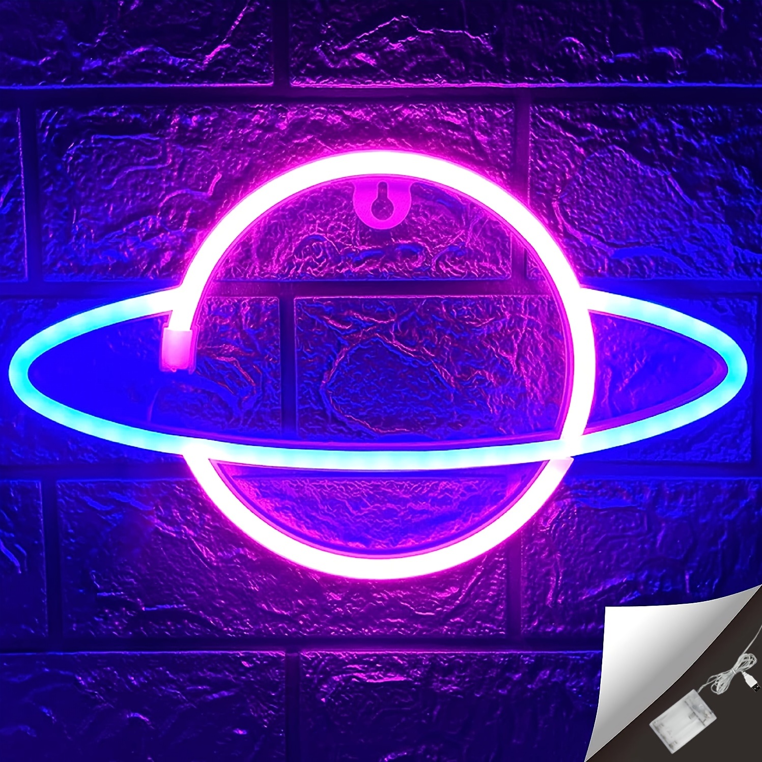 Néon Lumière de Nuit Bleu Éclair Batterie et Usb Alimenté Wall Art Led  Lumière Décorative