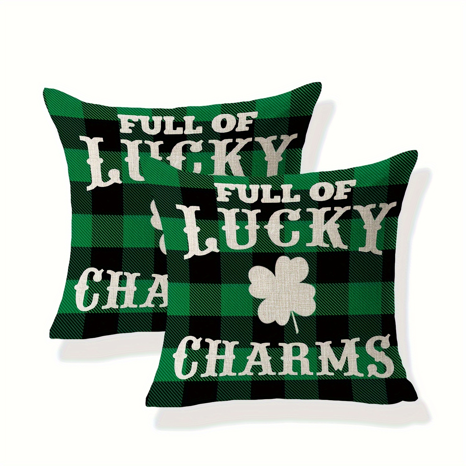 Green Throw Pillow Covers Farmhouse Polylester Linen Buffalo Plaid Truck  Lucky Blessings Decorative Pillowcase St. Patrick's Day For Sofa No Pillow  Inserts - Temu