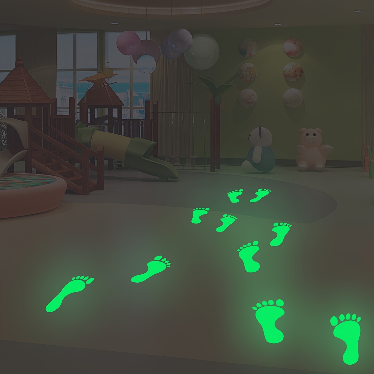 

18pcs (2 Sheets)glow In The Dark Footprint Stickers, Luminous Funny Decor For Bedroom, Great Wall Decor