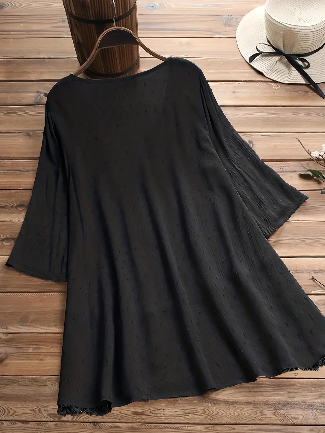 Plus Size Loose Bawing Sleeve Elegant Summer Cape Blouse Women 3/4 Sleeve  Loose Casual Office