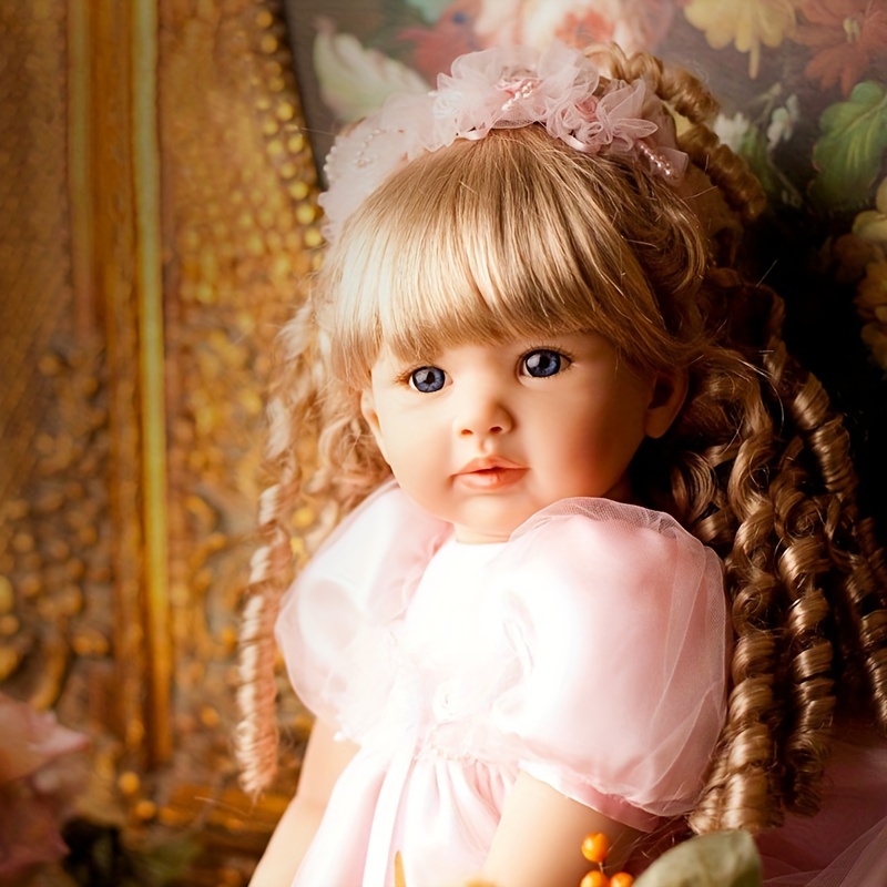 60Cm grande taille reborn todder fille princesse poupée cheveux longs  cheveux doux peigne amusant jouet doux toucher réaliste vraie poupée cadeau  de Noël