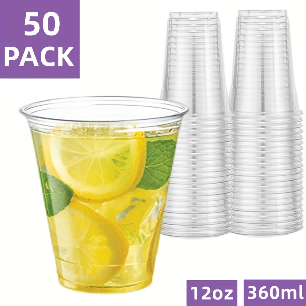 50 Pack] 24oz Clear Plastic Cups With Flat Lids And Straw - Disposable  Drinking Cups - 24 Oz Plastic Cups For Ice Coffee, Smoothie, Milkshake,  Slurpe