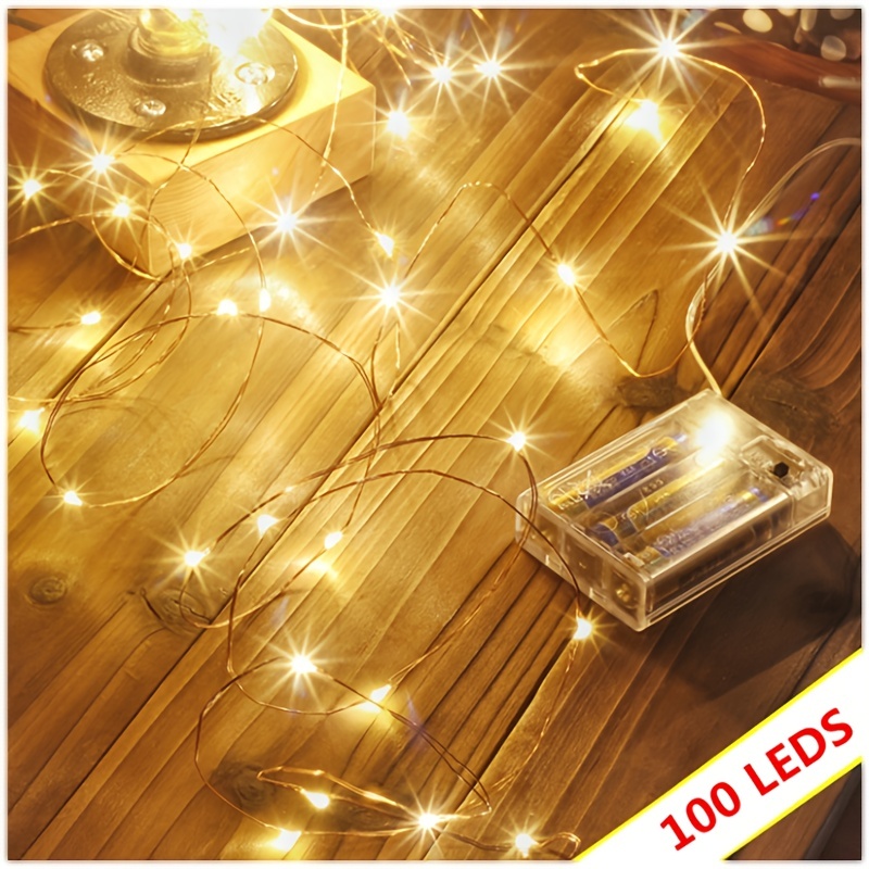 1pc LED Battery Box Copper Wire String Lights Starry Fairy Festival Lights Christmas Decoration Lights String Copper Wire