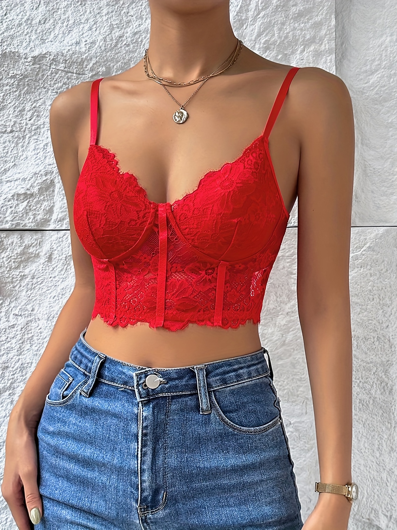 Red lace crop top – WaistLESS Couturing