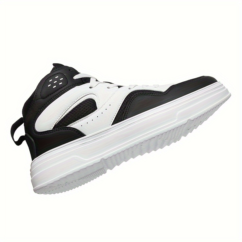 Plus Size Men's Trendy Solid/Colour Block High Top Skate Shoes, Comfy Non Slip Casual Soft Sole Sneakers For Men's Outdoor Activities