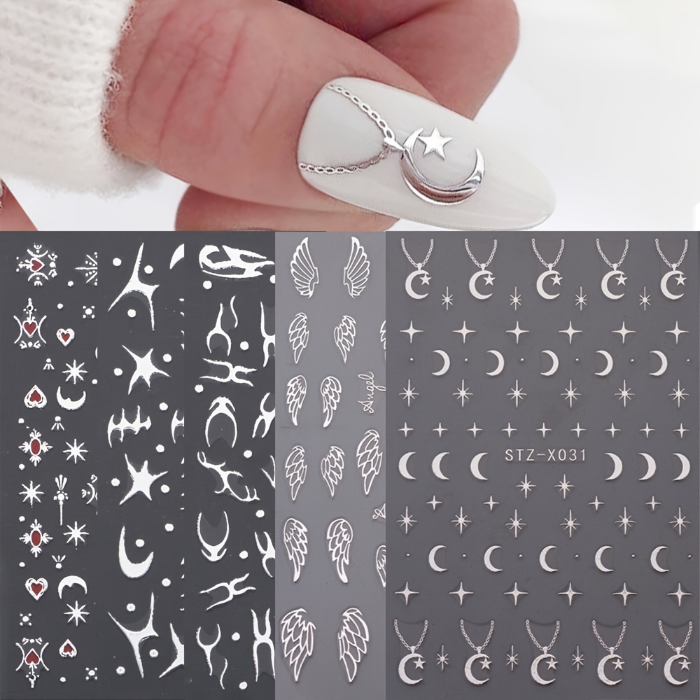 3d Embossed Nail Art Stickers,shiny Star Moon Nail Art Decals For Diy,nail  Art Supplies For Women And Girls - Temu United Arab Emirates