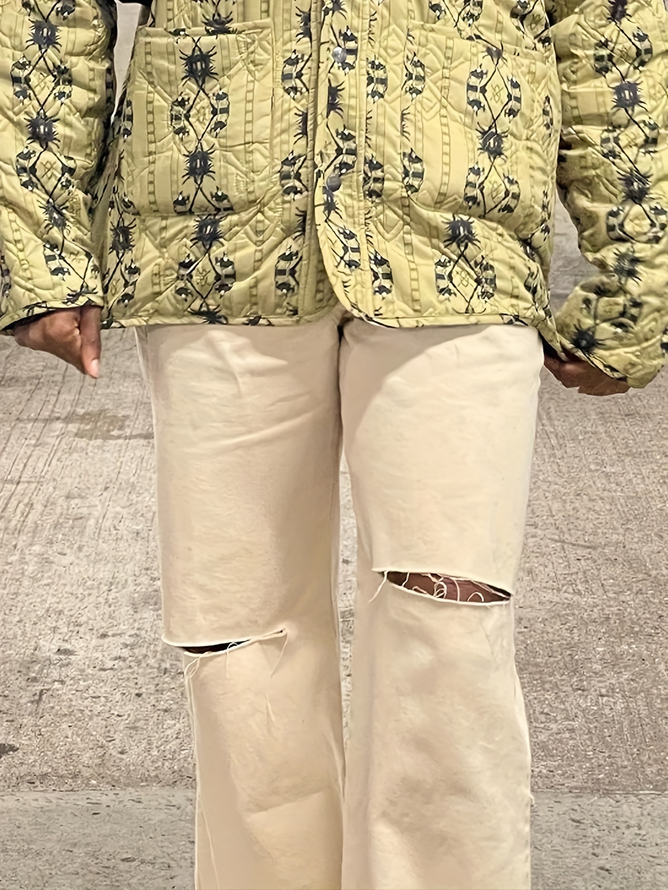 Flap Pockets Cargo Pants, Ripped Holes Loose Fit Distressed Wide Legs Jeans,  Y2k & Kpop Women's Denim Jeans & Clothing - Temu Bahrain