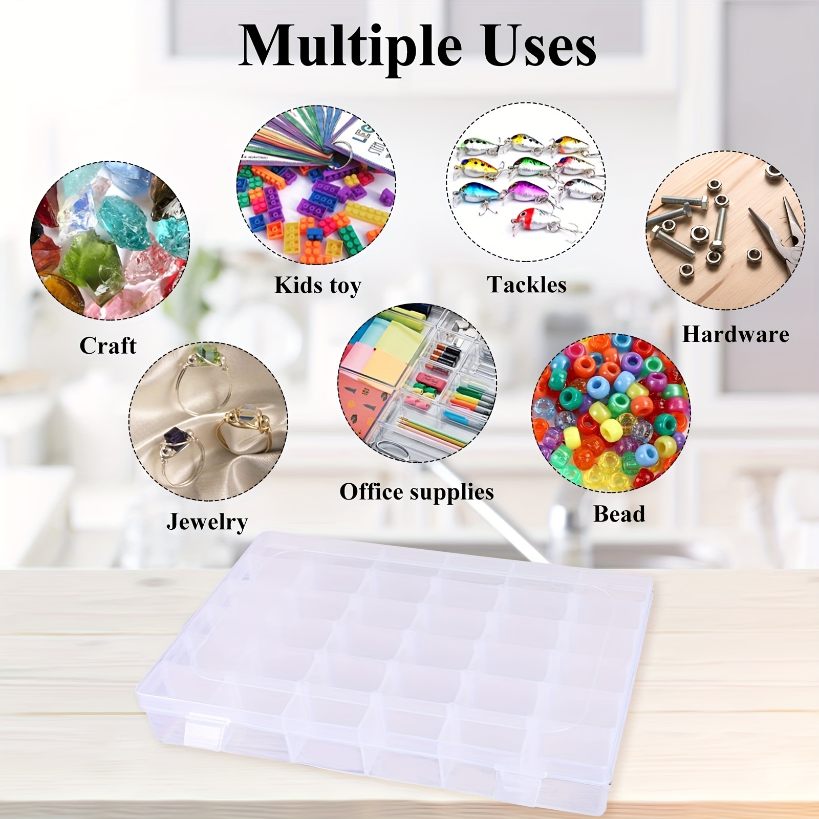 36 Slots Jewelry Organizer, Plastic Clear Jewelry Box with Movable  Dividers, Plastic Organizer Box Jewelry Storage Container for Beads Art DIY  Crafts