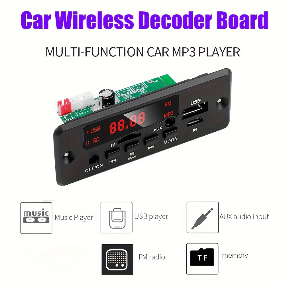 Placa decodificadora de MP3 WMA, módulo de Audio, USB, TF, Radio