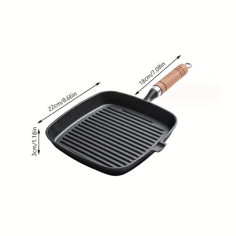 1pc Steak Pan, Cast Iron Square Grill Pan, Pre-Seasoned Skillet Pan With  Folding Handle, Stove Top Griddle Pan For For Grilling, Frying, Sauteing,  Coo
