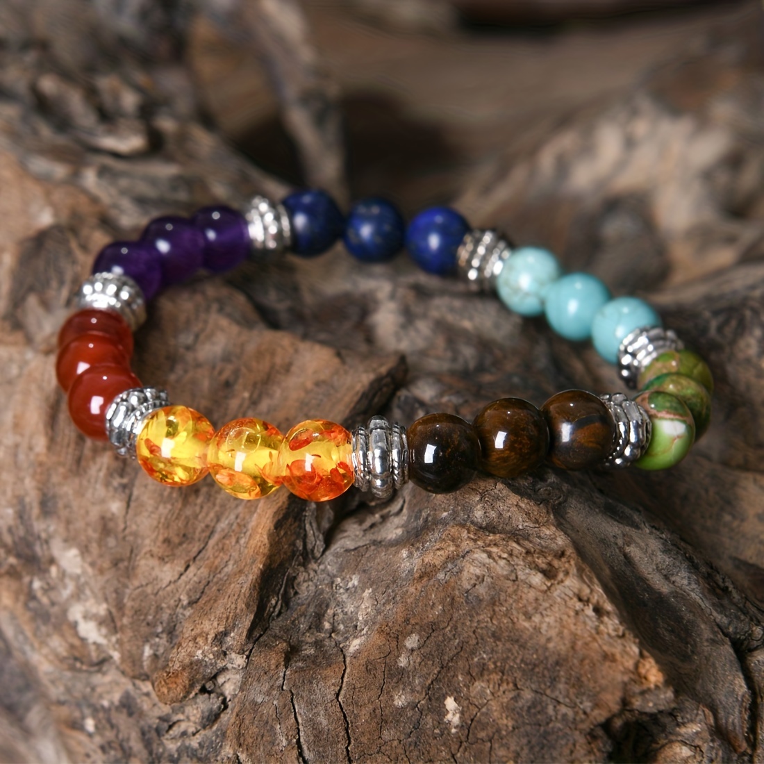 7 Chakra Bracelet Reiki Healing Stone Natural Crystal DIY Handmade