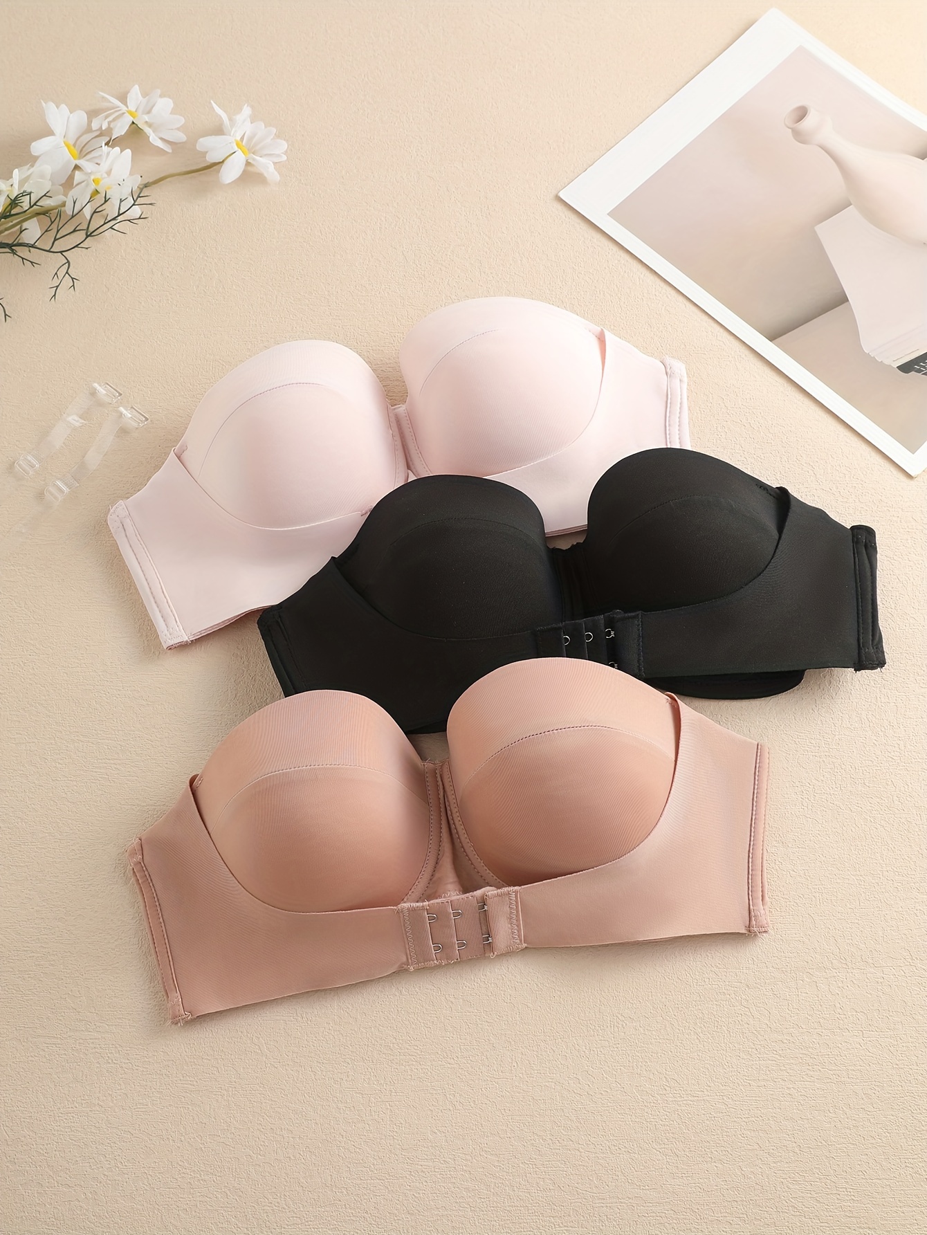 Strapless Push Bras Comfy Front Buckle Non slip Bra Women's - Temu