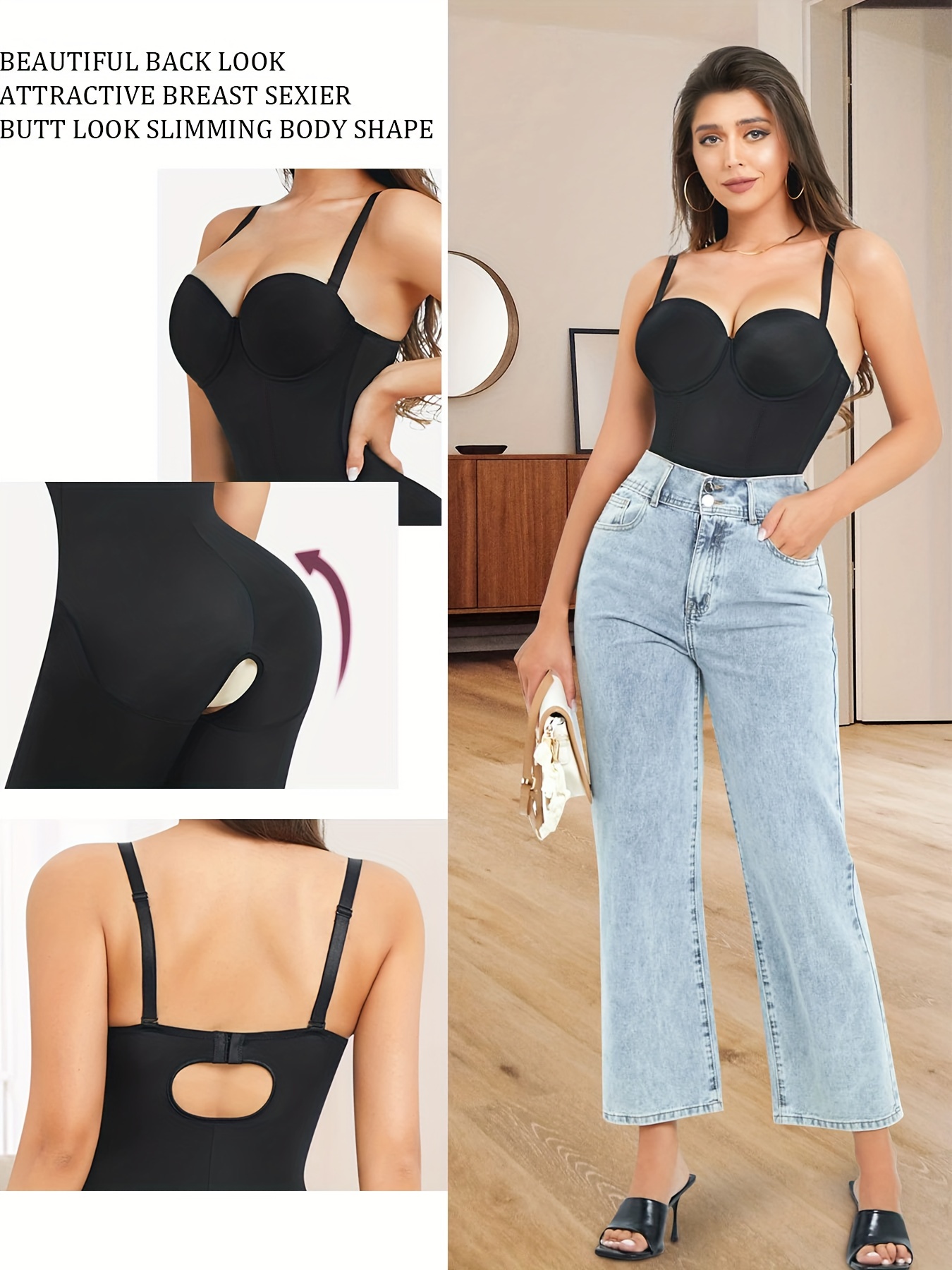 Solid Backless Shaping Romper Simple Soft Tummy Control - Temu