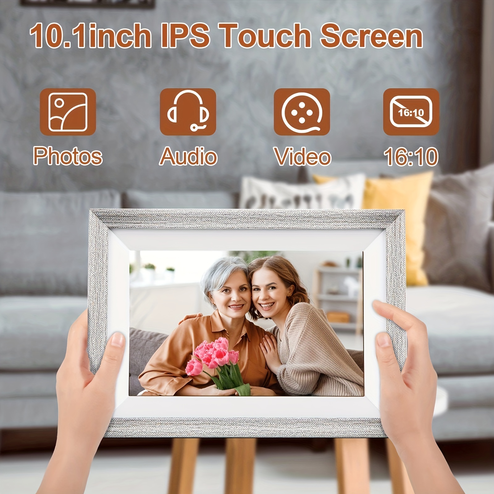 Marco de fotos digital actualizado con WiFi de 9 pulgadas con pantalla  táctil IPS HD, rotación automática, atenuación automática, comparte fotos y