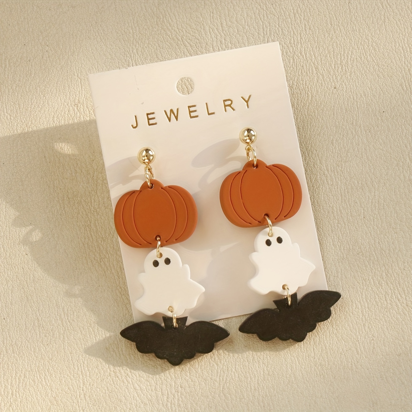 

Halloween Ghost Bat Pumpkin Design Long Dangle Earrings Elegant Cute Style Acrylic Jewelry Trendy Female Gift