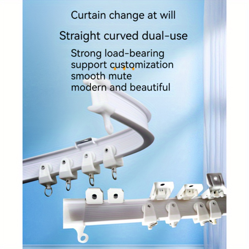 Ceiling Curtain Track Curved Alloy Plastic Track Hook Set - Temu