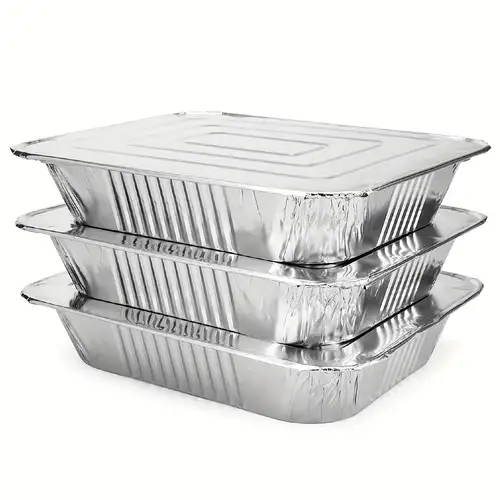 Bandejas de aluminio con tapa 9x13 (paquete de 20) Bandejas desechables de  tamaño medio para mesa de vapor, comida, parrillas, hornear, barbacoa