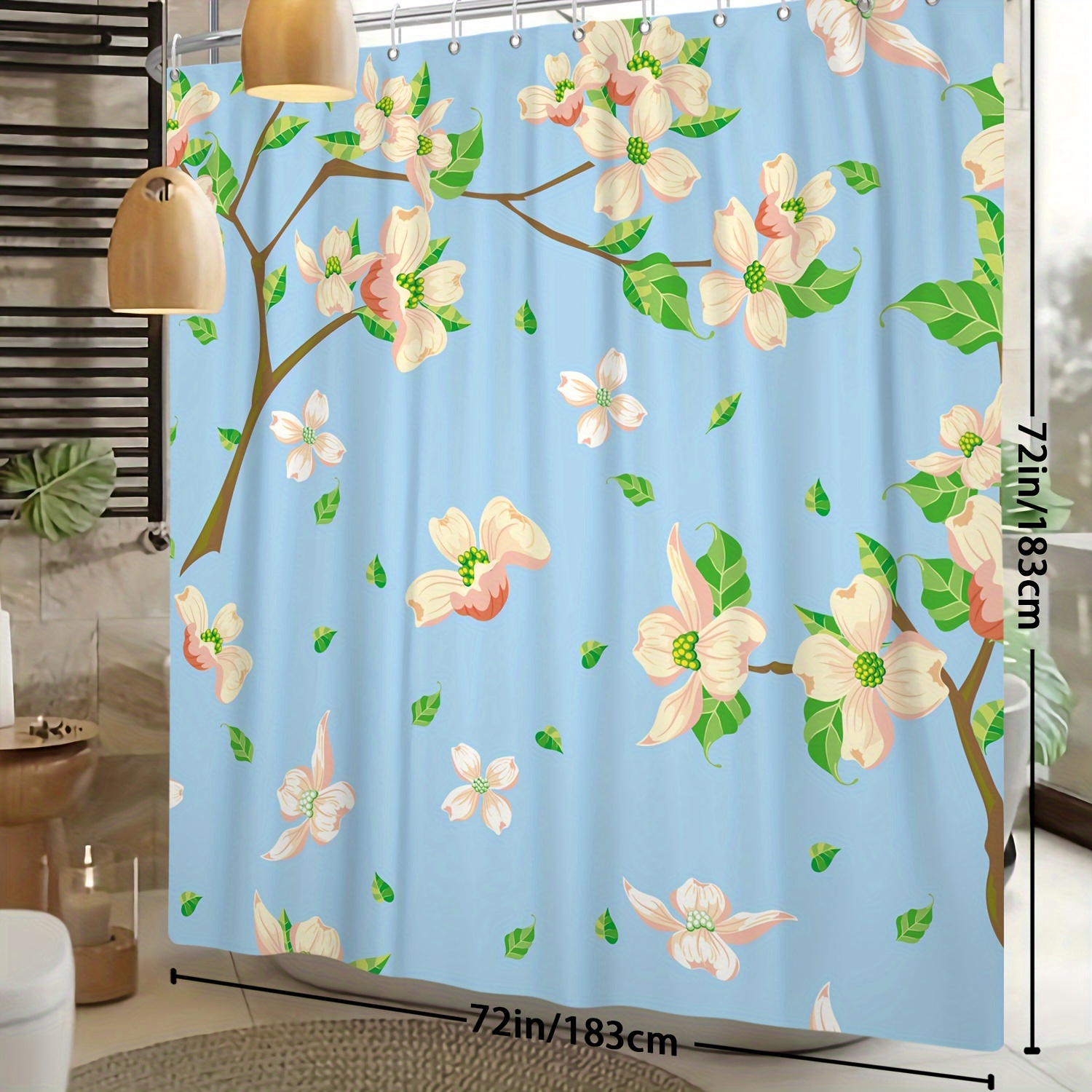 Shower Curtain Waterproof & Mildewproof Bathroom Divider With Wet