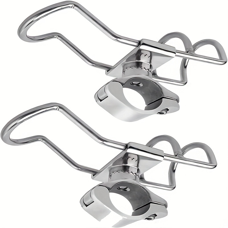 2pcs Boat Rod Holder Rack, Stainless Steel Rail Double Wire Mounted Clamp  On Rod Holder For Fishing Boat Kayak