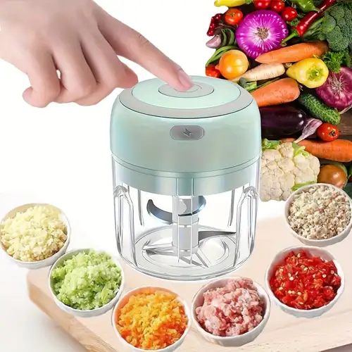 Electric 300ML Garlic Press Chopper Chili Onion Fruits Meat Mincer Blender  Mixer