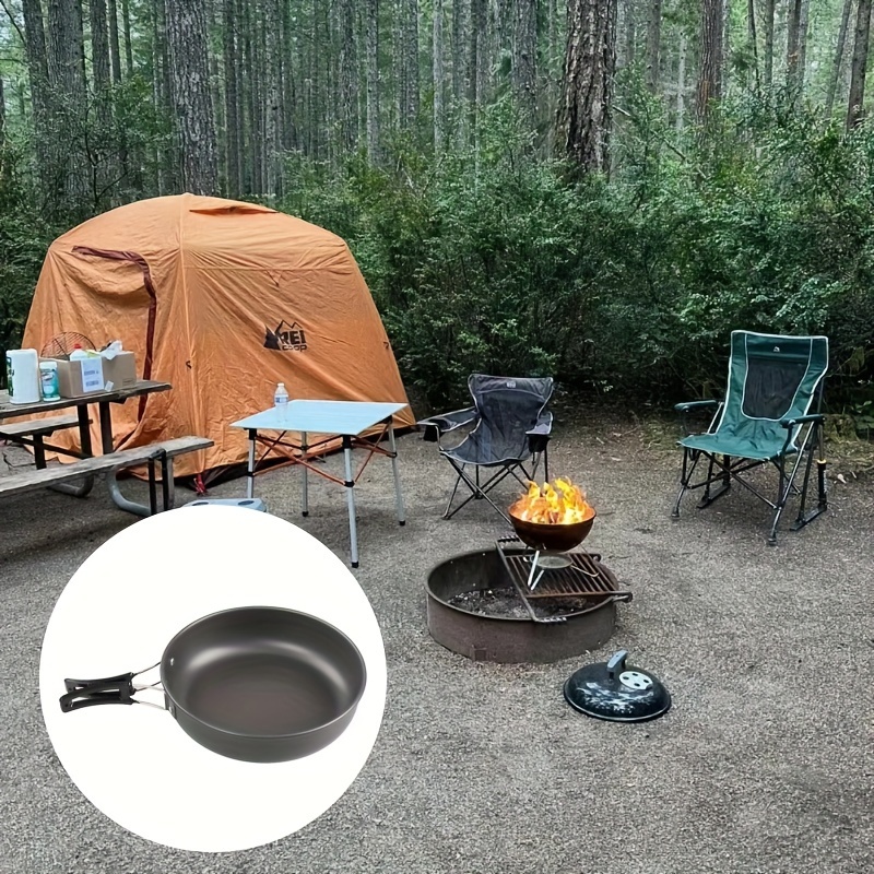 1pc, Camping Pan With Folding Handle Lightweight Aluminum Camping Frying  Pan Portable Picnic Pot Cookware