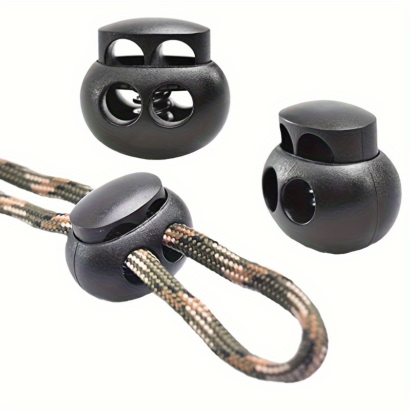 20pcs Plastic Cord Lock Stopper Springs Toggle Rope Clip Two Hole DIY  Paracord Hat Shoelace Garment