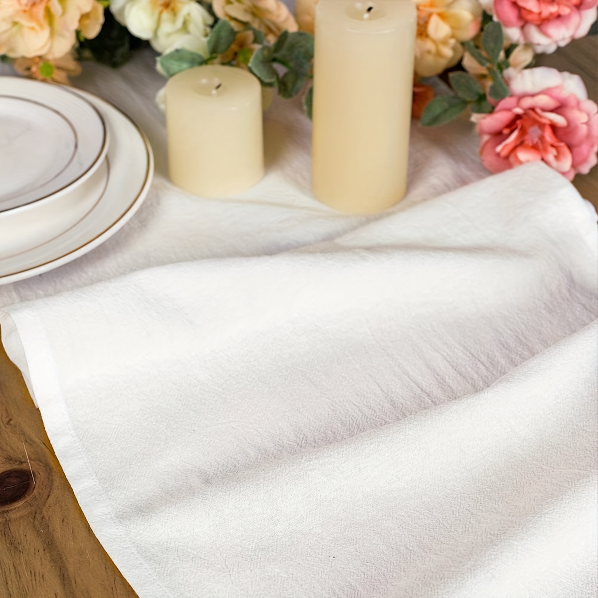 6pcs, Polyester Napkin, Solid Color Napkin Cloth, Natural Soft Cozy Washed  Crepe Cotton Dinner Napkins, For Western Restaurant And Hotel, Room Decor