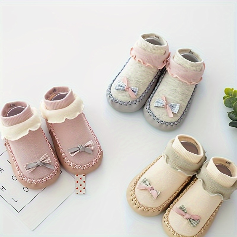 Chaussettes de sol en cuir antidérapantes pour bébé