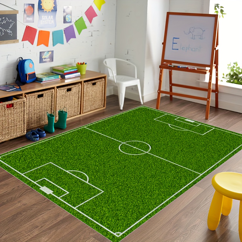 Alfombra de campo de fútbol, 6 x 8 pies, alfombra impresa que rodea todo el  campo de fútbol con pelotas de fútbol para juegos de pelota, alfombras