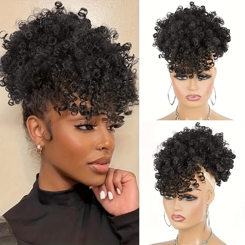 Kinky Curly Ponytail with Bangs Hairpiece