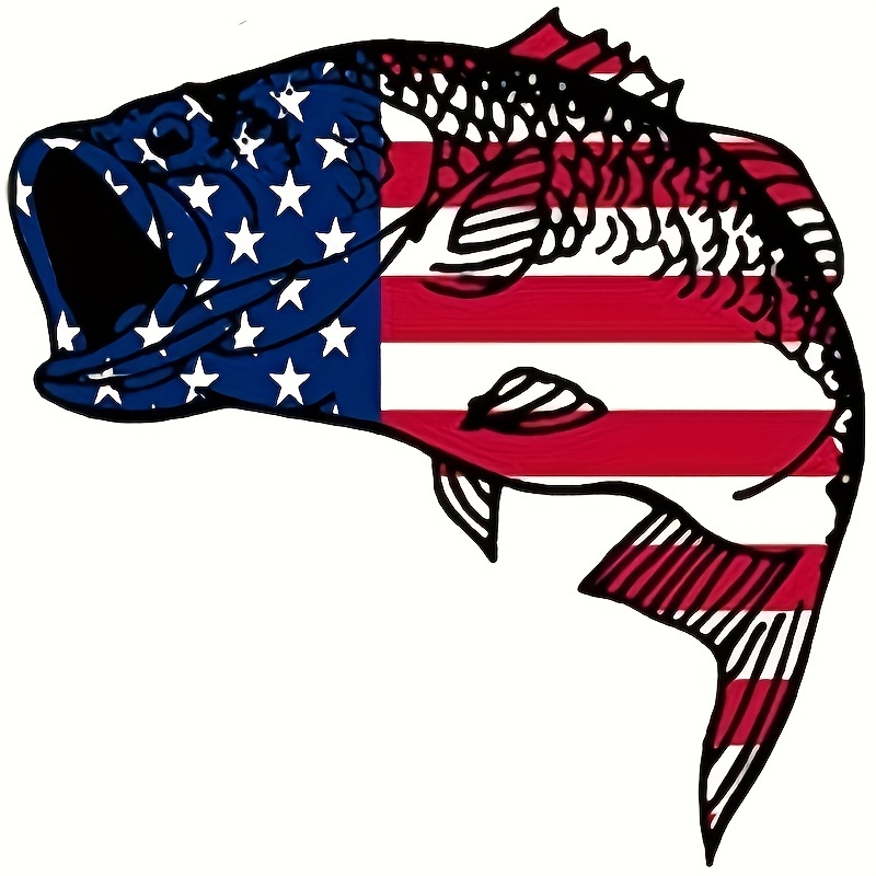 Bass American Flag Fishing Decal Vinyl Sticker Cars Trucks - Temu