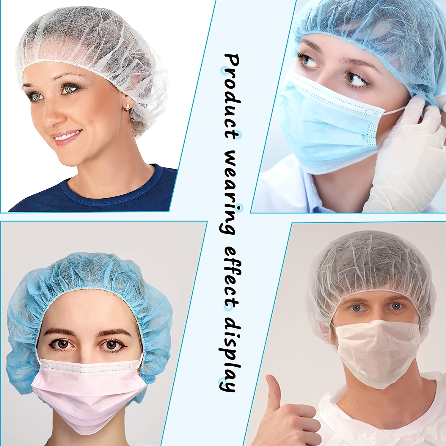 100pcs Disposable Caps 21 inch Hairnet Elastic Dust Cap Kitchen Head Cover